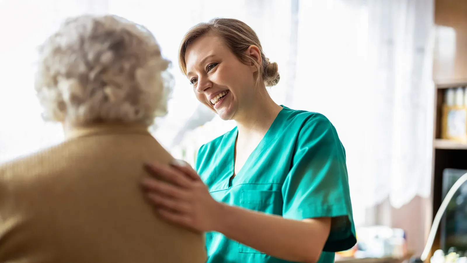 caring nurse and patient